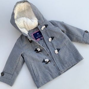 Ben Sherman Boys Faux Wool Coat- Toggle Closure